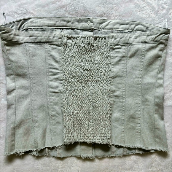 ZARA Top Strapless Silver Blue Denim Corset Style Tube Top—NWT—XXL - Picture 12 of 16